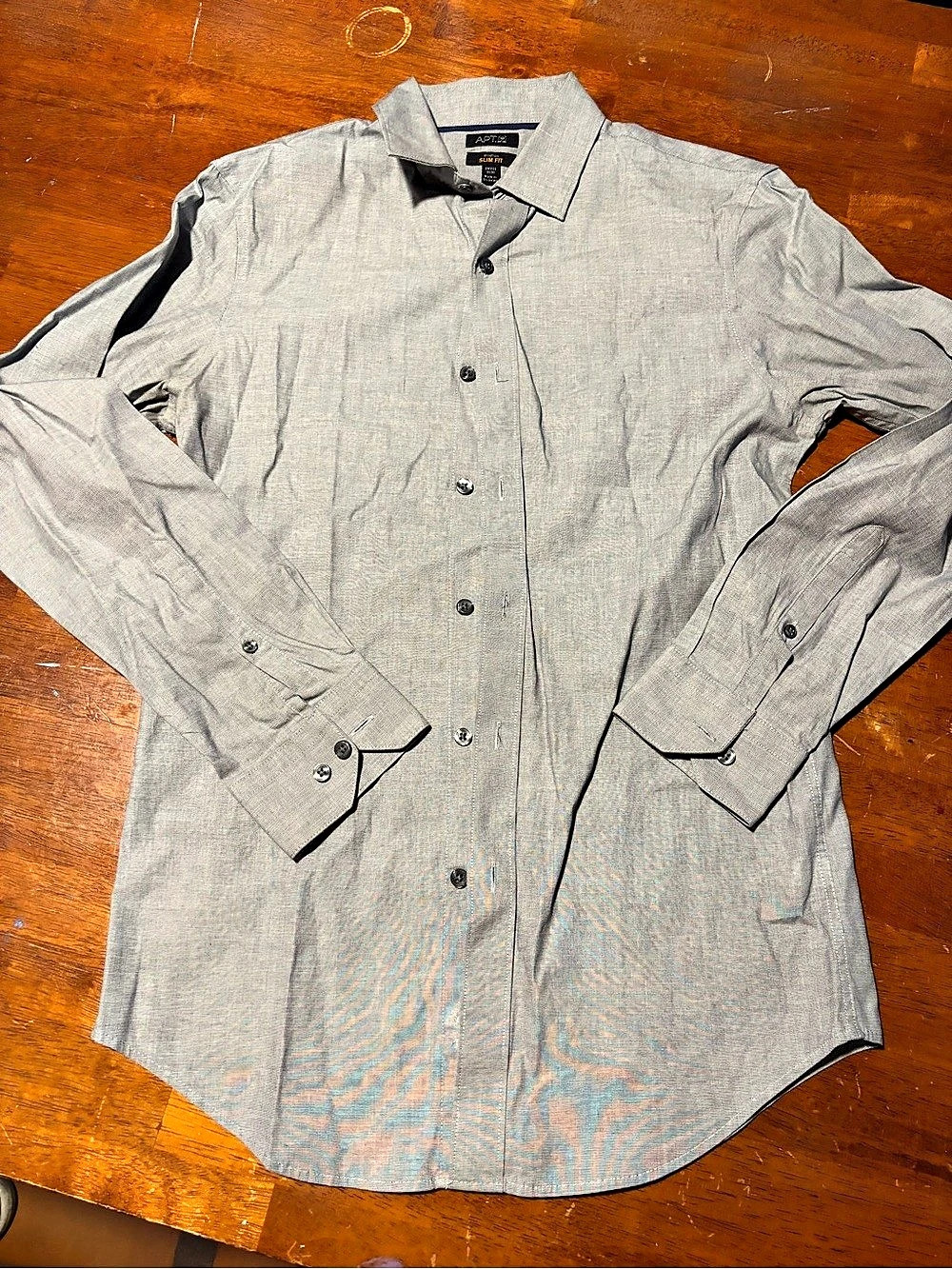 APT. 9 Slim Fit Stretch Button-Down Shirt Gray Small Like New